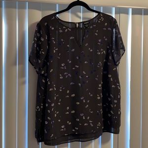 Blouse with purple feather print